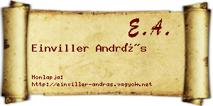 Einviller András névjegykártya